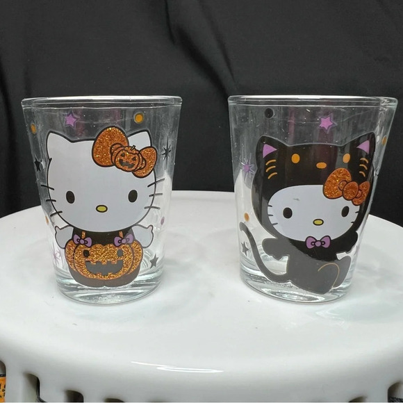 Sanrio Hello Kitty Halloween Glass Shot Glasses - Set Of 4 - Cat,Pumpkin,Witch - Picture 8 of 11